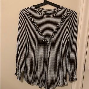 Lucky Brand striped blouse with ruffle
